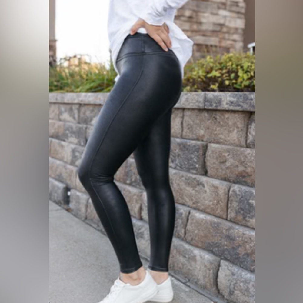 SPANX Shiny Black Leggings